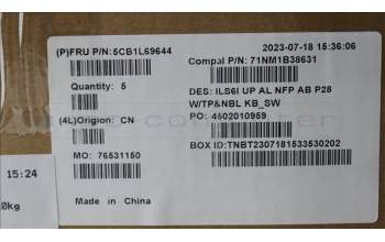 Lenovo 5CB1L69644 C-Abdeckung mit Tastatur, Schweiz, tiefblau, Ohne_Hintergrundbeleuchtung, Ohne_Fingerabdruckscanner