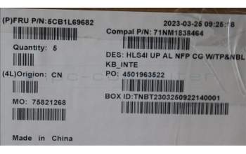 Lenovo 5CB1L69682 C-Abdeckung mit Tastatur, Englisch (US, Euro), Wolkengrau, Ohne_Hintergrundbeleuchtung, Ohne_Fingerabdruckscanner