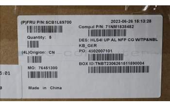 Lenovo 5CB1L69700 Tastatur inkl. Topcase_GER C82XD NFP CG NBL AL