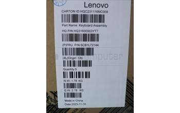 Lenovo 5CB1L72144 C-Abdeckung mit Tastatur, Italienisch, arktisgrau