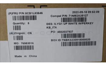 Lenovo 5CB1L83646 C-Abdeckung mit Tastatur, Italienisch, Weiß, RGB-Hintergrundbel.