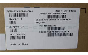 Lenovo 5CB1L87763 C-Abdeckung mit Tastatur, Ukraine, Weiß, RGB-Hintergrundbel.