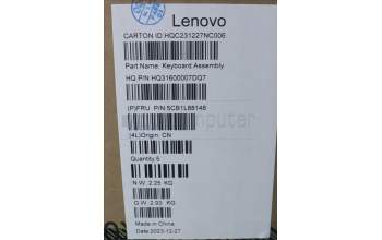 Lenovo 5CB1L88148 C-Cover with keyboard, Arabic, Mineral Grey, Fingerprint, US