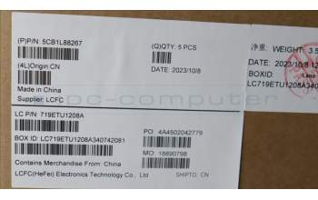 Lenovo 5CB1L88267 C-Cover with keyboard, US English Euro, Arctic Grey, Backlight, Fingerprint, US