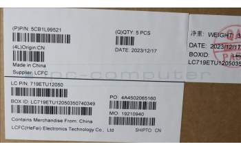 Lenovo 5CB1L99521 C-Cover with keyboard, Italian, Arctic Grey, Backlight, UK