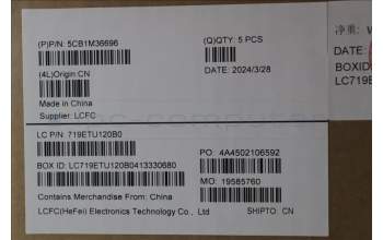 Lenovo 5CB1M36696 C-Cover with keyboard, Belgian, Frost Blue, Non-Backlight, UK