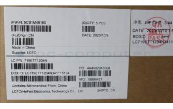 Lenovo 5CB1M46160 C-Cover with keyboard, Belgian, Abyss Blue, Non-Backlight, Non-Fingerprint, UK