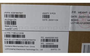 Lenovo 5CB1M47837 C-Cover with keyboard, Portuguese, Arctic Grey, Fingerprint, UK