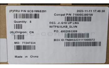 Lenovo 5CB1M65391 Tastatur inkl. Topcase ASM_SLV C 83DV BLWH