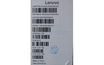 Lenovo 5CB1N61377 C-Cover with keyboard, Belgian, Cosmic Blue, w/Storm Grey Keycaps, UK