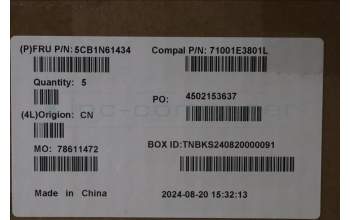 Lenovo 5CB1N61434 C-Cover with keyboard, Italian, Eclipse Black, White Backlight, UK