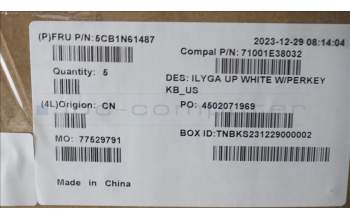 Lenovo 5CB1N61487 C-Cover with keyboard, English, White, RGB Backlight, US