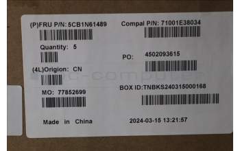 Lenovo 5CB1N61489 C-Cover with keyboard, US English Euro, White, RGB Backlight, US