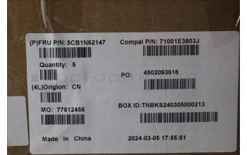 Lenovo 5CB1N62147 C-Cover with keyboard, Nordic, White, RGB Backlight, UK