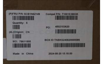 Lenovo 5CB1N62149 C-Cover with keyboard, French, White, RGB Backlight, US