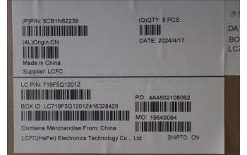 Lenovo 5CB1N62239 C-Cover with keyboard,Portuguese,Luna Grey,w/puresight pro logo