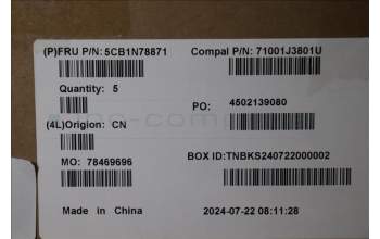 Lenovo 5CB1N78871 C-Cover with keyboard,Nordic,Cloud Grey,Backlight,Fingerprint