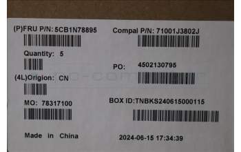 Lenovo 5CB1N78895 C-Cover with keyboard, UK English, Cloud Grey, Backlight, Non-Fingerprint, UK