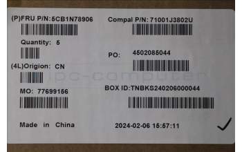 Lenovo 5CB1N78906 C-Cover with keyboard, Hungarian, Cloud Grey, Backlight, Non-Fingerprint, UK