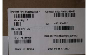 Lenovo 5CB1N78957 C-Cover with keyboard, Italian, Cloud Grey, Non-Backlight, Non-Fingerprint, UK