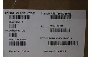 Lenovo 5CB1N78963 C-Cover with keyboard, Nordic, Cloud Grey, Non-Backlight, Non-Fingerprint, UK