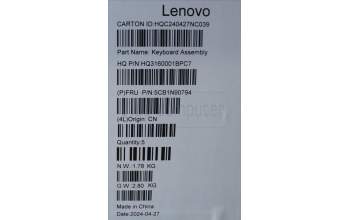 Lenovo 5CB1N90794 C-Cover with keyboard, Nordic, Luna Grey, UK