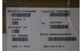 Lenovo 5CB1N90989 C-Cover with keyboard, Belgian, Cloud Grey, Backlight, Fingerprint, UK