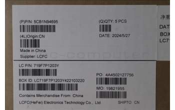 Lenovo 5CB1N94695 C-Cover with keyboard, UK English, Arctic Grey, Non-Backlight, Non-Fingerprint, UK