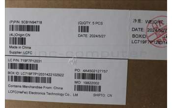 Lenovo 5CB1N94718 C-Cover with keyboard, US English Euro, Arctic Grey, Non-Backlight, US