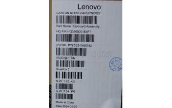 Lenovo 5CB1N95782 C-Cover with keyboard, Belgian, Storm Grey, FingerPrint, UK