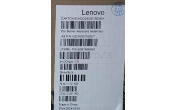 Lenovo 5CB1N96893 Tastatur inkl. TopcaseASM SLV H83DK NFP ARG