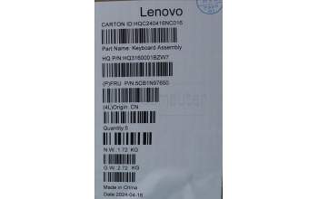 Lenovo 5CB1N97650 C-Cover with keyboard, Portuguese, Storm Grey, Non-FingerPrint, UK