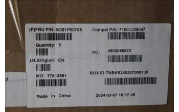 Lenovo 5CB1P00785 C-Cover with keyboard, Hebrew, Violet, Backlight, Non-Fingerprint, US