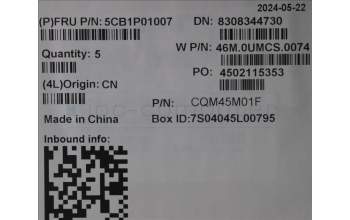 Lenovo 5CB1P01007 C-Cover with keyboard, Hebrew, Arctic Grey, Backlight, US