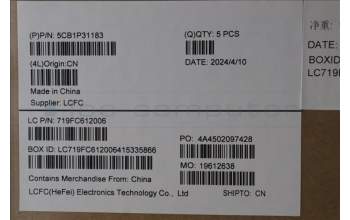 Lenovo 5CB1P31183 C-Cover with keyboard,US English Euro,Storm Grey,w/Screw