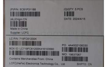 Lenovo 5CB1P31188 C-Cover with keyboard,German,Storm Grey,w/Screw