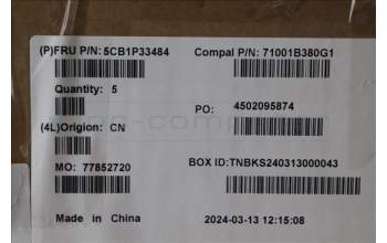 Lenovo 5CB1P33484 C-Cover with keyboard, Spanish, Cloud Grey, Backlight, Non-Fingerprint, UK