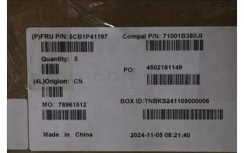 Lenovo 5CB1P41197 C-Cover with keyboard, Portuguese, Cloud Grey, Non_Backlight, Non_FingerPrint