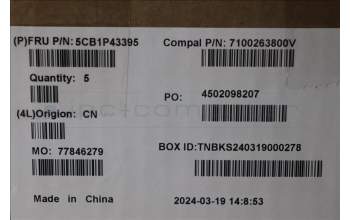 Lenovo 5CB1P43395 C-Cover with keyboard, Spanish, White Backlight, UK