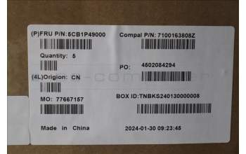 Lenovo 5CB1P49000 C-Cover with keyboard, English, Cloud Grey, Backlight, Non-FingerPrint, US