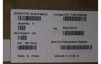 Lenovo 5CB1P49012 C-Cover with keyboard, Spanish, Cloud Grey, Backlight, Non-FingerPrint, UK