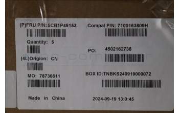 Lenovo 5CB1P49153 C-Cover with keyboard, French, Cloud Grey, Backlight, Non-FingerPrint, US