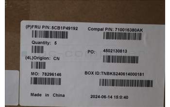 Lenovo 5CB1P49192 C-Cover with keyboard, Bulgarian, Abyss Blue, Backlight, FingerPrint, UK