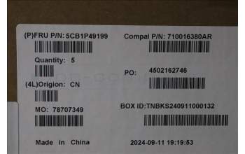 Lenovo 5CB1P49199 C-Cover with keyboard, US English Euro, Abyss Blue, Backlight, Non-FingerPrint, US