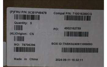 Lenovo 5CB1P49478 C-Cover with keyboard, US English Euro, Cloud Grey, Non_Backlight, Non_FingerPrint