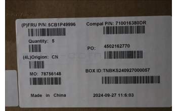 Lenovo 5CB1P49996 C-Cover with keyboard, German, Abyss Blue, Non-Backlight, FingerPrint, UK