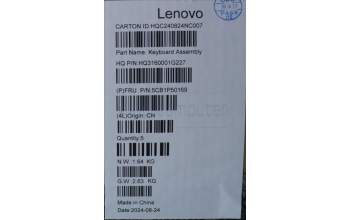 Lenovo 5CB1P50169 C-Cover with keyboard, Russian, Luna Grey, Non-FingerPrint, US