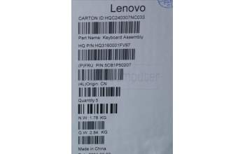 Lenovo 5CB1P50207 C-Cover with keyboard,UK English,Tidal Teal,Puresight Logo