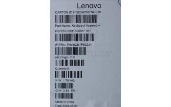Lenovo 5CB1P50234 Tastatur inkl. Topcase ASM HBW H83E2 LG PST