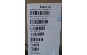 Lenovo 5CB1P53718 C-Cover with keyboard, Arabic, Luna Grey, US